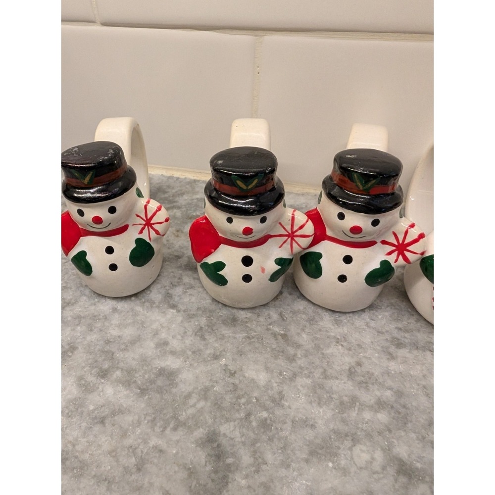 Set of 6 Vintage Ceramic Jolly Snowmen w Napkin Holders, Made In The Philippines - Picture 10 of 14